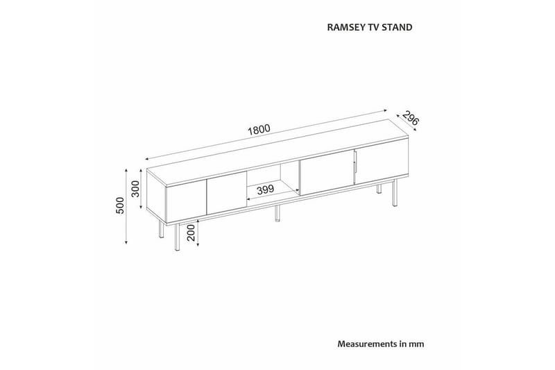 Zeiran Tv-bänk 180 cm - Antracit - Möbler - Tv möbel & mediamöbel - TV bänk & mediabänk
