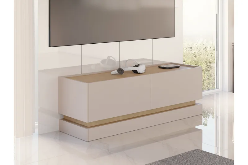 Zelric Golvstående Tv-bänk 150 cm med Förvaring i Trä - Beige - Möbler - Tv möbel & mediamöbel - TV bänk & mediabänk