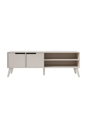 Zelto Golvstående Tv Bänk 160 cm med Förvaring i Målat Trä - Beige - Möbler - Tv möbel & mediamöbel - TV bänk & mediabänk