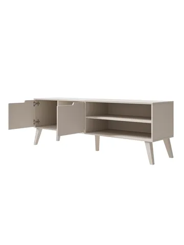 Zelto Golvstående Tv Bänk 160 cm med Förvaring i Målat Trä - Beige - Möbler - Tv möbel & mediamöbel - TV bänk & mediabänk