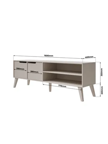 Zelto Golvstående Tv Bänk 160 cm med Förvaring i Målat Trä - Beige - Möbler - Tv möbel & mediamöbel - TV bänk & mediabänk