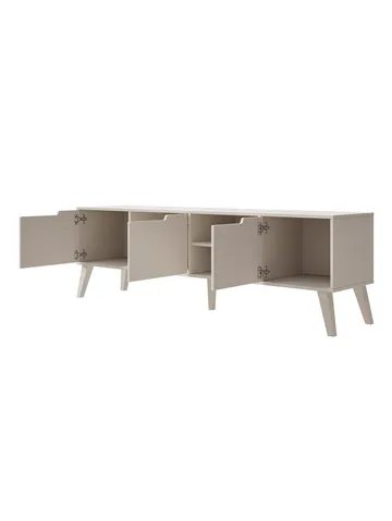 Zelto Golvstående Tv Bänk 180 cm med Förvaring i Målat Trä - Beige - Möbler - Tv möbel & mediamöbel - TV bänk & mediabänk