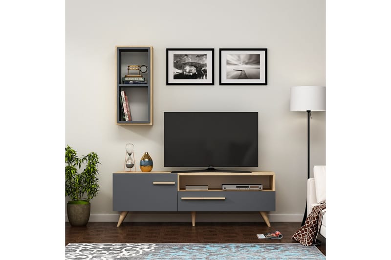 Zera Tv-möbelset 150x35 cm Brun/Svart - Hanah Home - Möbler - Tv möbel & mediamöbel - TV-möbelset