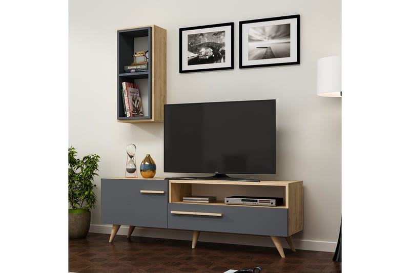 Zera Tv-möbelset 150x35 cm Brun/Svart - Hanah Home - TV-möbelset