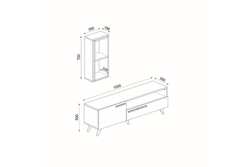 Zera Tv-möbelset 150x35 cm Brun/Svart - Hanah Home - TV-möbelset