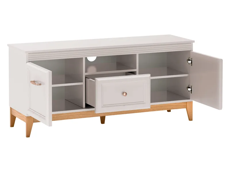 Zeylor Golvstående Tv Bänk 136 cm med Förvaring i Ek - Beige - Möbler - Tv möbel & mediamöbel - TV bänk & mediabänk