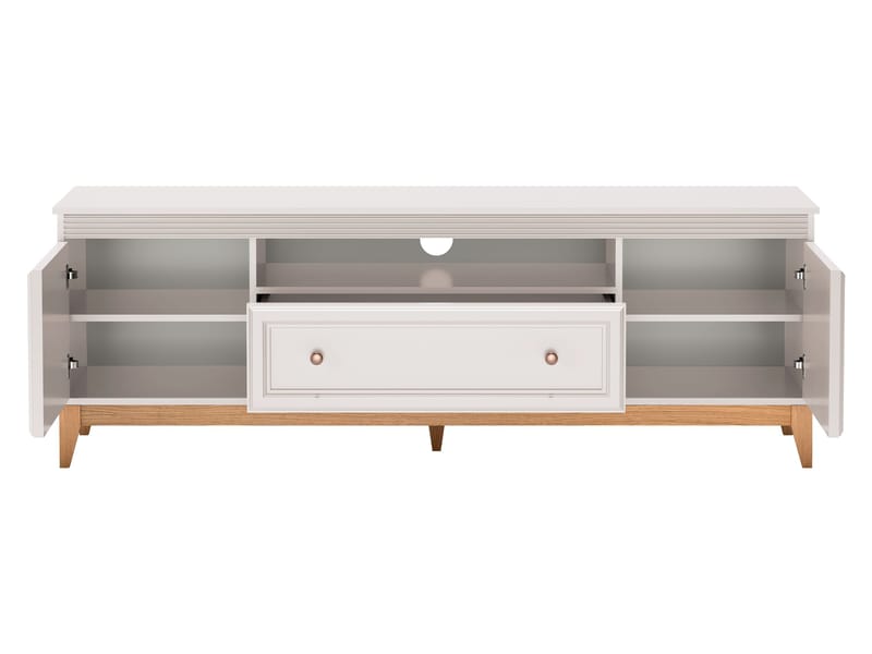 Zeylor Golvstående Tv Bänk 179 cm med Förvaring i Målat Trä - Beige - Möbler - Tv möbel & mediamöbel - TV bänk & mediabänk
