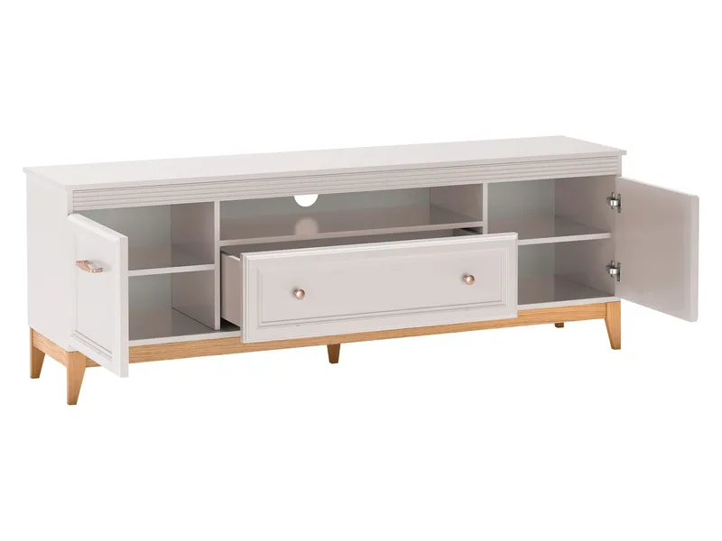Zeylor Golvstående Tv Bänk 179 cm med Förvaring i Målat Trä - Beige - Möbler - Tv möbel & mediamöbel - TV bänk & mediabänk