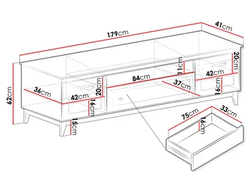 Zeylor Golvstående Tv Bänk 179 cm med Förvaring i Målat Trä - Beige - Möbler - Tv möbel & mediamöbel - TV bänk & mediabänk