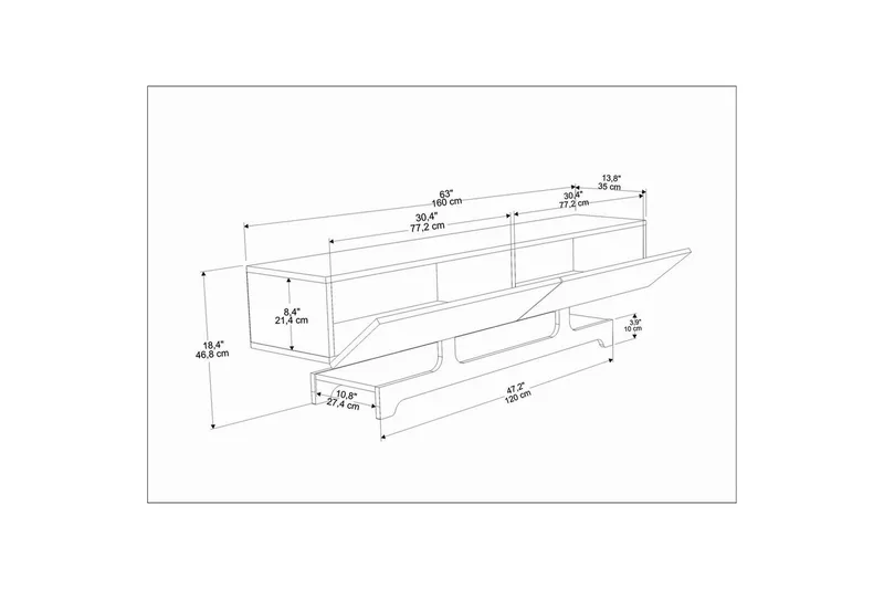 Zira Tv-bänk 160 cm - Vit - Möbler - Tv möbel & mediamöbel - TV bänk & mediabänk