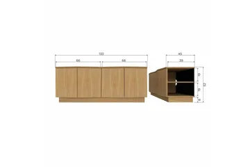 Zuma Golvstående Tv Bänk 133 cm med Förvaring i Ek - Brun - Möbler - Tv möbel & mediamöbel - TV bänk & mediabänk