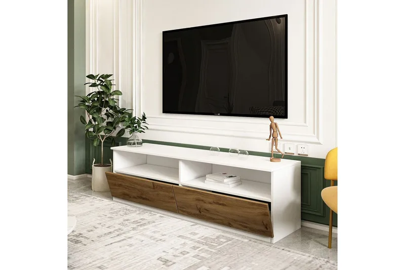 Zylen Tv-bänk 144 cm - Vit/Natur - Möbler - Tv möbel & mediamöbel - TV bänk & mediabänk