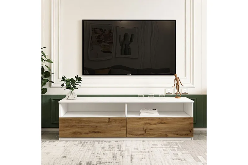 Zylen Tv-bänk 144 cm - Vit/Natur - Möbler - Tv möbel & mediamöbel - TV bänk & mediabänk