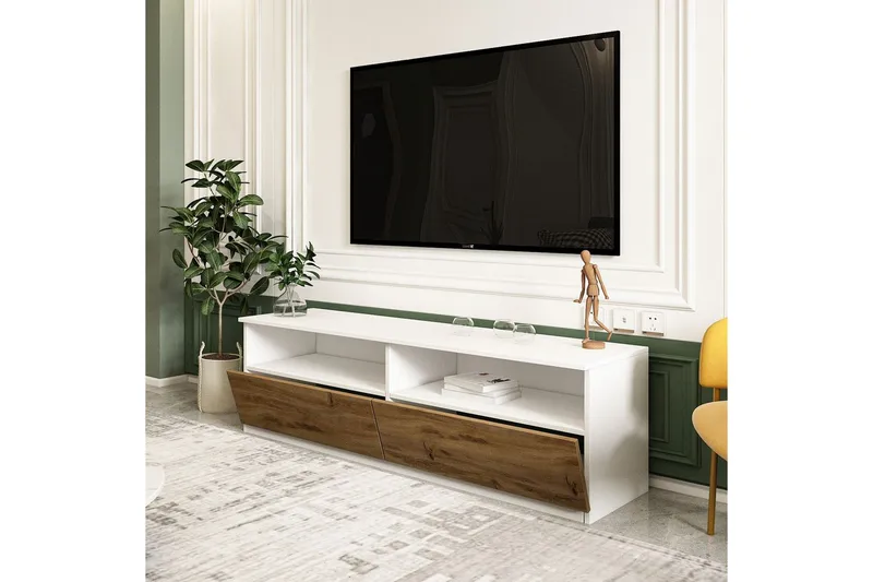 Zylen Tv-bänk 144 cm - Vit/Natur - Möbler - Tv möbel & mediamöbel - TV bänk & mediabänk