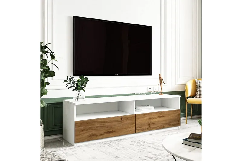 Zylen Tv-bänk 144 cm - Vit/Natur - Möbler - Tv möbel & mediamöbel - TV bänk & mediabänk