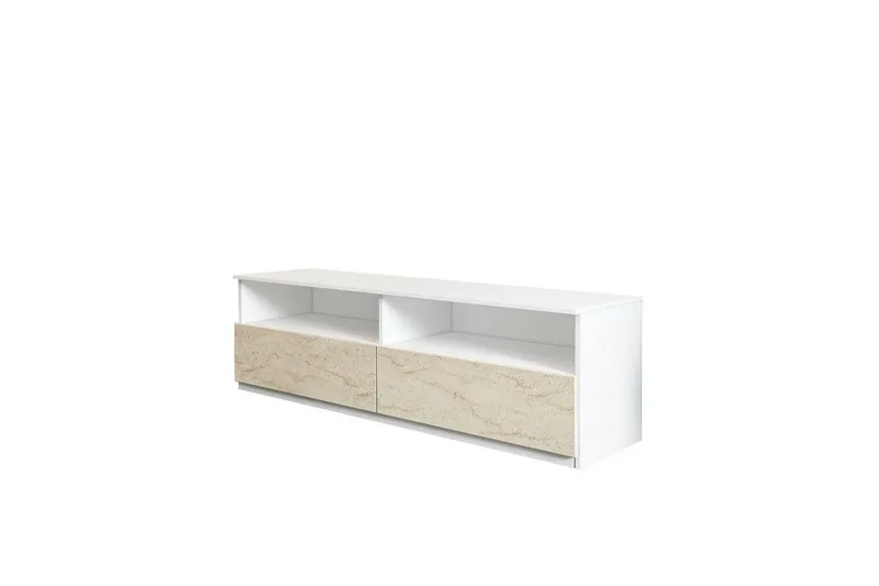 Zylen Tv-bänk 144 cm - Vit/Travertine - Möbler - Tv möbel & mediamöbel - TV bänk & mediabänk