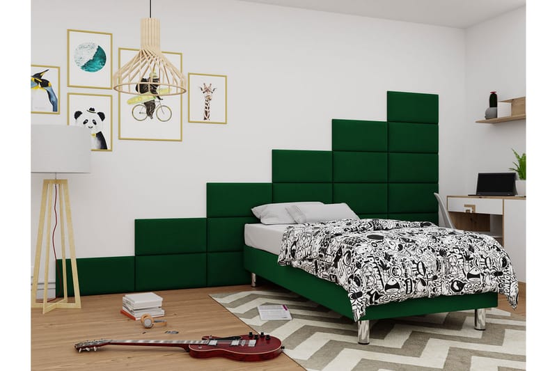 Adeliza Kontinentalsäng 80x200 cm+Panel 60 cm - Grön - Komplett sängpaket