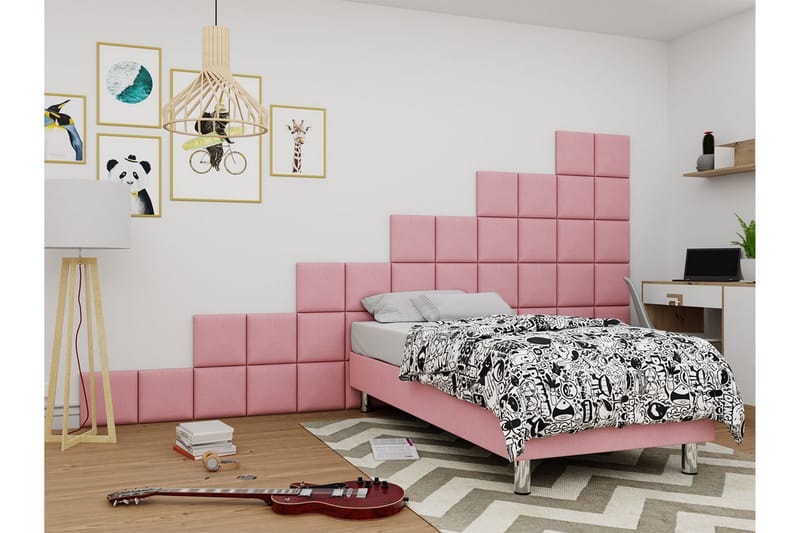 Adeliza Kontinentalsäng 90x200 cm+Panel 30 cm - Rosa - Komplett sängpaket