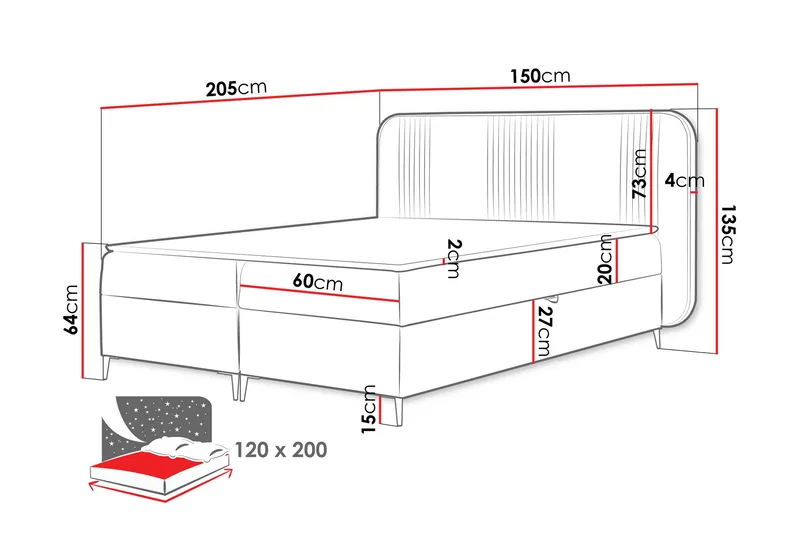 Alani Sängpaket Kontinentalsäng 120x200 cm - Rosa - Möbler - Säng - Komplett sängpaket