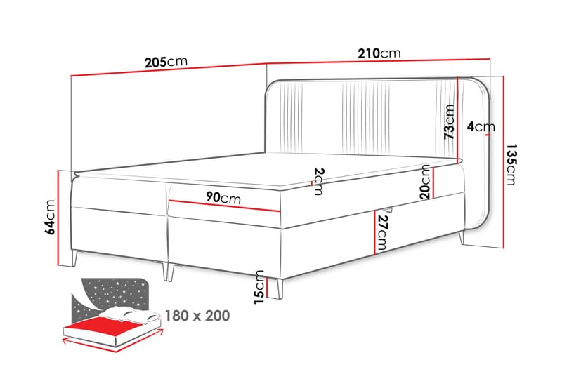 Alani Sängpaket Kontinentalsäng 180x200 cm - Grå - Möbler - Säng - Komplett sängpaket