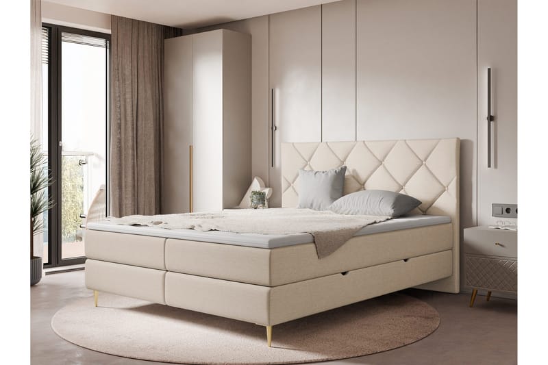 Alasia Sängpaket Kontinentalsäng 160x200 cm - Beige - Möbler - Säng - Komplett sängpaket