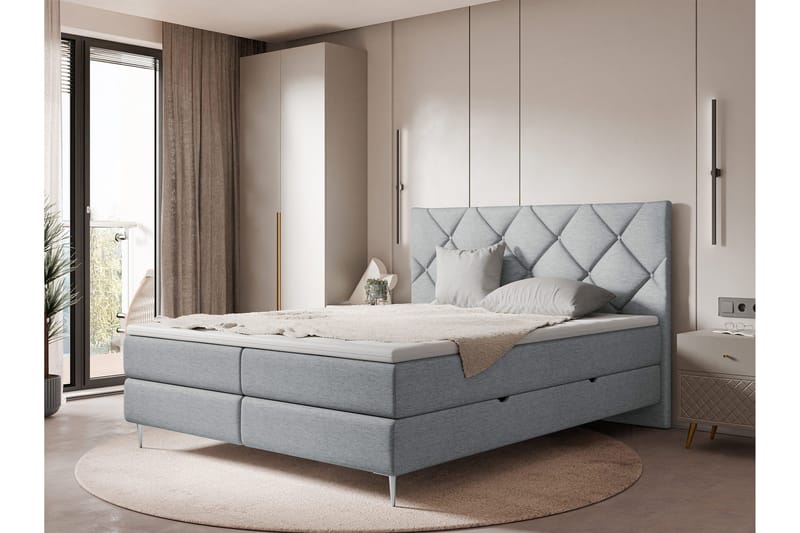 Alasia Sängpaket Kontinentalsäng 160x200 cm - Grå - Möbler - Säng - Komplett sängpaket