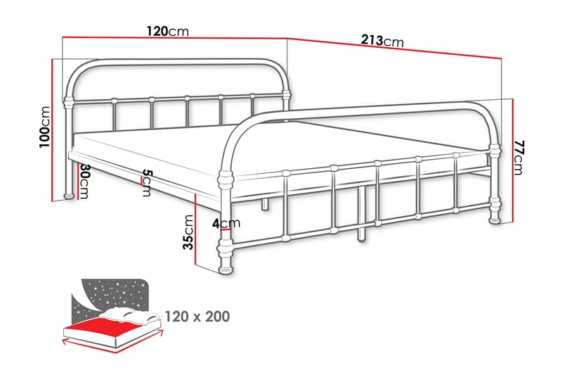 Aleesha Sängram 120x200 cm - Svart - Möbler - Säng - Sängram & sängstomme