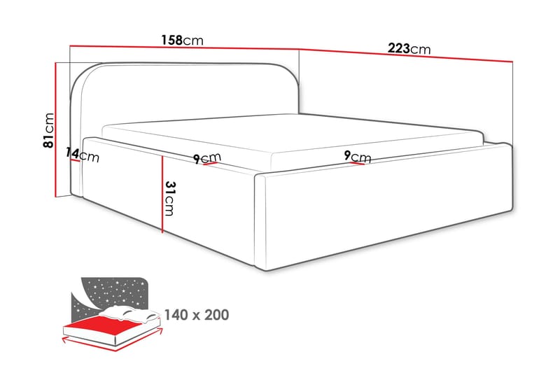 Alfiya Sängram 140x200 cm - Grön - Möbler - Säng - Sängram & sängstomme