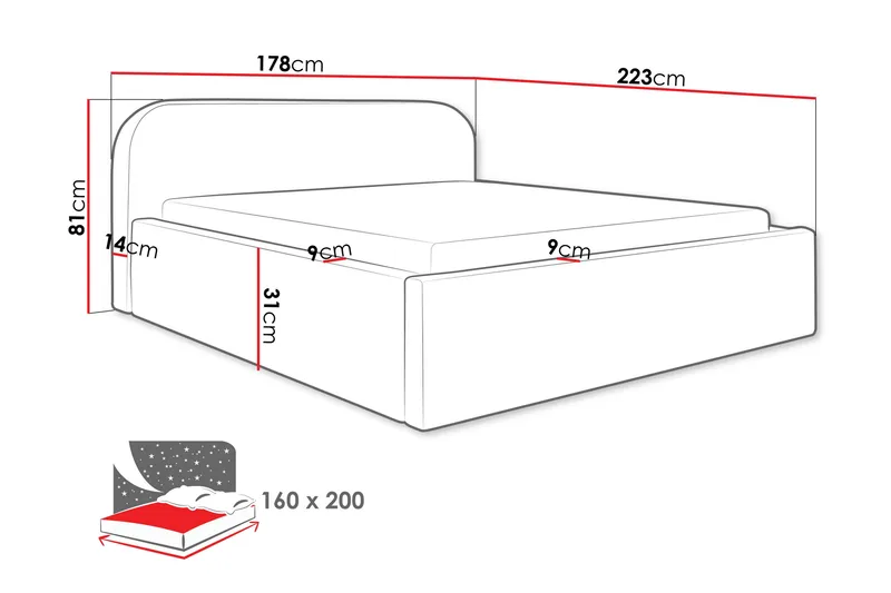 Alfiya Sängram 160x200 cm - Blå - Möbler - Säng - Sängram & sängstomme