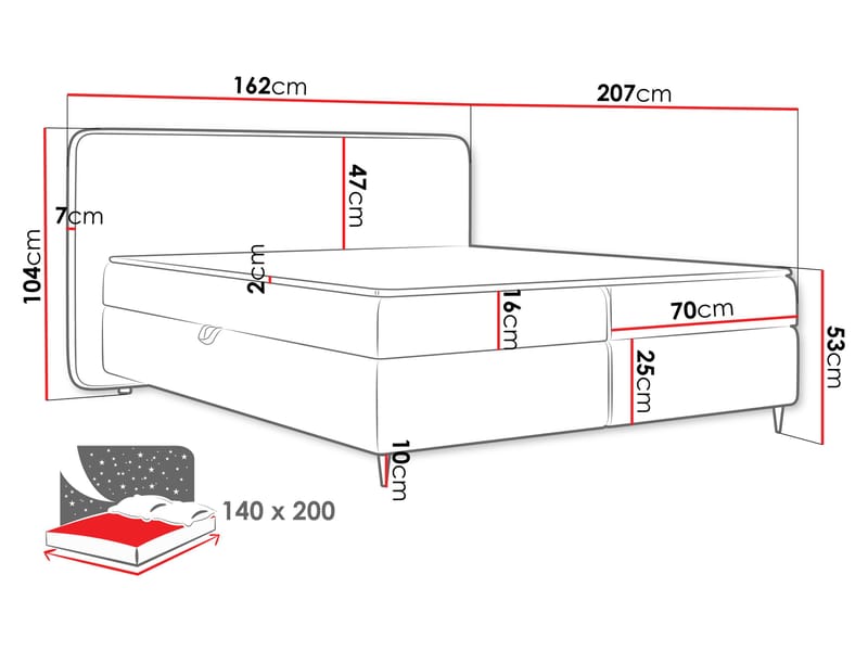 Allgunnen Sängpaket Kontinentalsäng 140x200 cm - Vit - Möbler - Säng - Komplett sängpaket