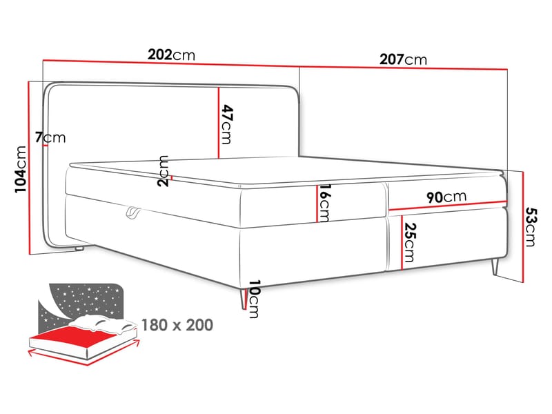 Allgunnen Sängpaket Kontinentalsäng 180x200 cm - Vit - Möbler - Säng - Komplett sängpaket