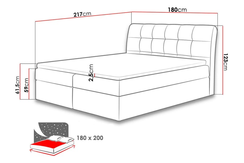 Alvik Kontinentalsäng 180x200 - Grå - Möbler - Säng - Kontinentalsäng