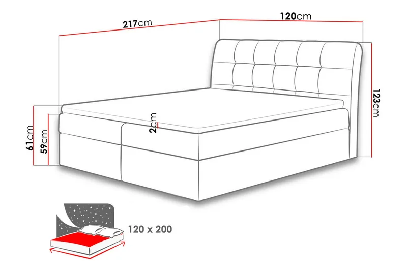 Alvik Sängpaket Kontinentalsäng 120x200 cm - Svart - Möbler - Säng - Komplett sängpaket