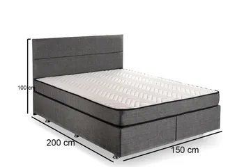 Argentu Kontinentalsäng 150x200 cm - Grå - Möbler - Säng - Komplett sängpaket