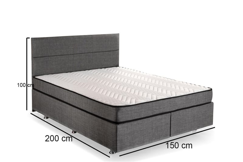 Argentu Kontinentalsäng 150x200 cm - Grå - Möbler - Säng - Komplett sängpaket