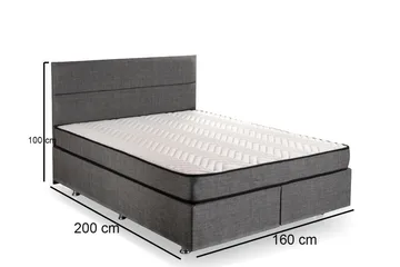 Argentu Kontinentalsäng 160x200 cm - Grå - Möbler - Säng - Komplett sängpaket