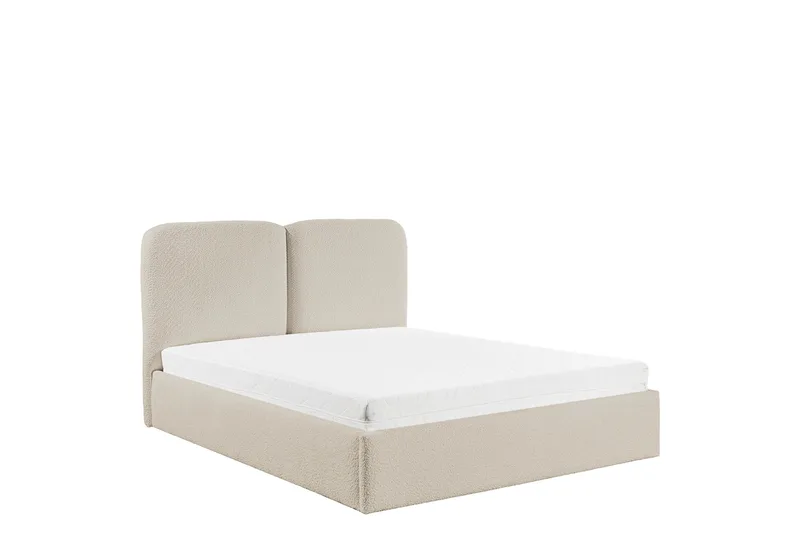 Arondel Komplett Sängpaket i Bouclé med Förvaring och Sänggavel + Bäddmadrass, Beige
