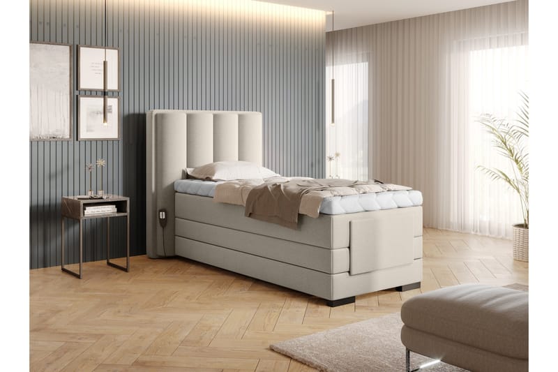 Banti Ställbar Kontinentalsäng 90x200 cm - Beige - Möbler - Säng - Enkelsäng