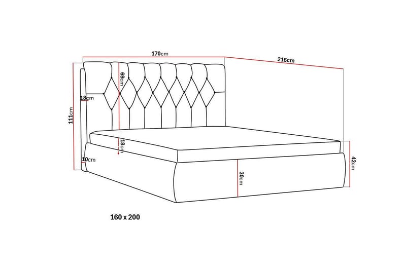 Bedford Sängpaket med Förvaring 160x200 cm - Ljusbrun - Möbler - Säng - Komplett sängpaket