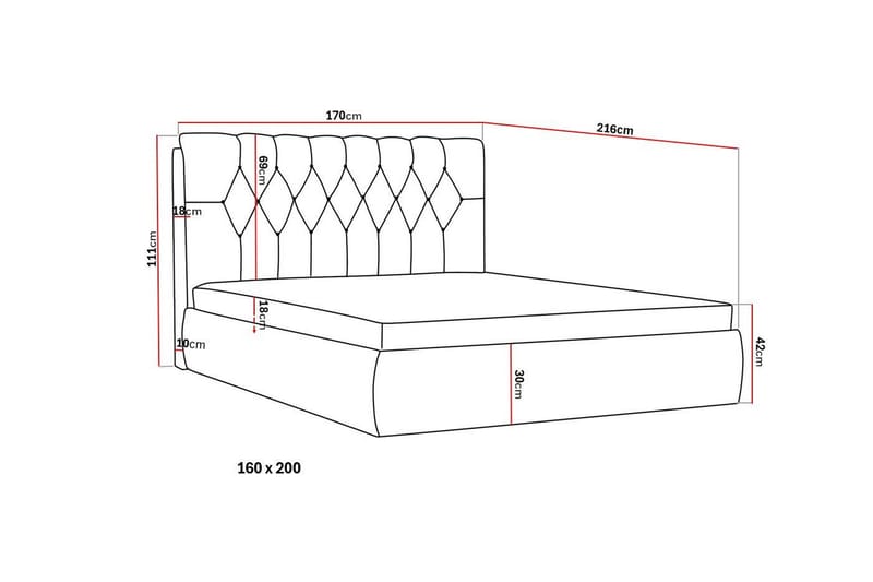 Bedford Sängpaket med Förvaring 160x200 cm - Ljusbrun - Möbler - Säng - Komplett sängpaket