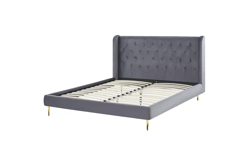 Bernie Sängram 160x200 cm - Grå/Guld - Möbler - Säng - Sängram & sängstomme