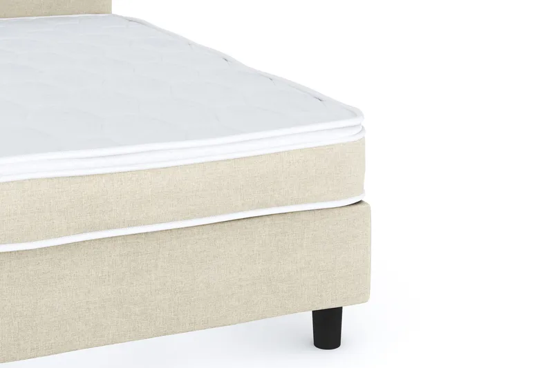 Billingen Komplett Sängpaket – Kontinentalsäng 120x200 cm i Tyg med Sänggavel + Bäddmadrass med Fasthetsgrad Medium - Beige - Möbler - Säng - Komplett sängpaket
