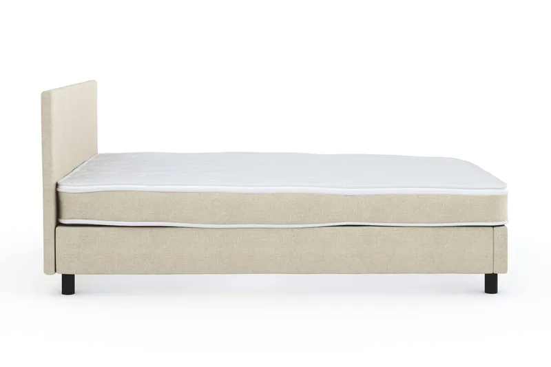 Billingen Komplett Sängpaket – Kontinentalsäng 120x200 cm i Tyg med Sänggavel + Bäddmadrass med Fasthetsgrad Medium - Beige - Möbler - Säng - Komplett sängpaket