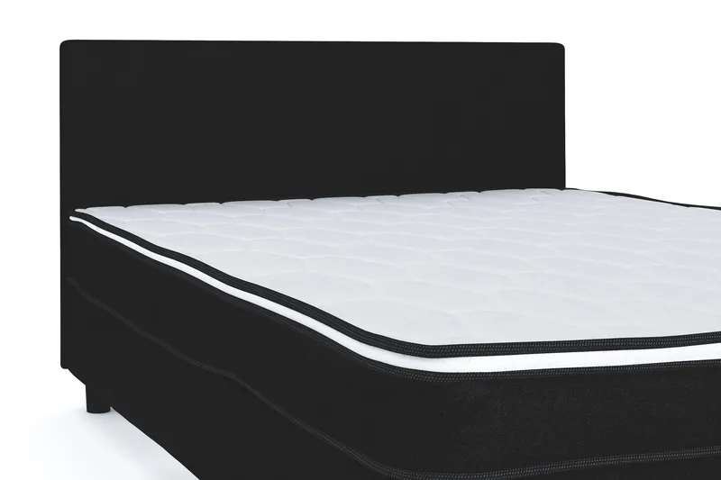 Billingen Komplett Sängpaket – Kontinentalsäng 120x200 cm i Tyg med Sänggavel + Bäddmadrass med Fasthetsgrad Medium - Svart - Möbler - Säng - Kontinentalsäng