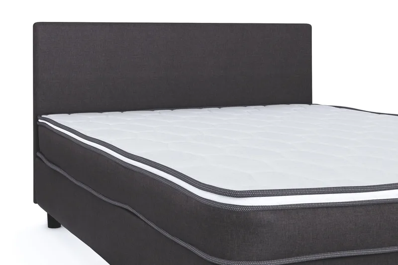 Billingen Komplett Sängpaket – Kontinentalsäng 140x200 cm i Tyg med Sänggavel + Bäddmadrass med Fasthetsgrad Medium - Grå - Möbler - Säng - Kontinentalsäng
