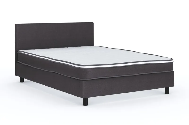 Billingen Komplett Sängpaket – Kontinentalsäng 140x200 cm i Tyg med Sänggavel + Bäddmadrass med Fasthetsgrad Medium - Grå - Möbler - Säng - Kontinentalsäng