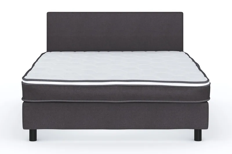 Billingen Komplett Sängpaket – Kontinentalsäng 140x200 cm i Tyg med Sänggavel + Bäddmadrass med Fasthetsgrad Medium - Grå - Möbler - Säng - Kontinentalsäng