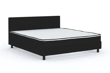 Billingen Komplett Sängpaket – Kontinentalsäng 160x200 cm i Tyg med Sänggavel + Bäddmadrass med Fasthetsgrad Medium - Svart - Möbler - Säng - Kontinentalsäng