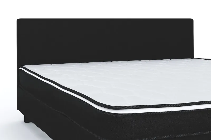 Billingen Komplett Sängpaket – Kontinentalsäng 160x200 cm i Tyg med Sänggavel + Bäddmadrass med Fasthetsgrad Medium - Svart - Möbler - Säng - Kontinentalsäng