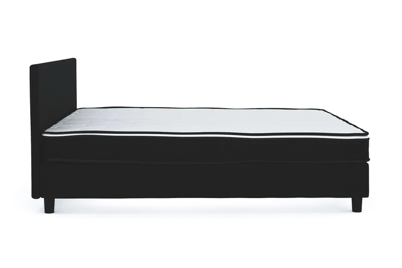 Billingen Komplett Sängpaket – Kontinentalsäng 160x200 cm i Tyg med Sänggavel + Bäddmadrass med Fasthetsgrad Medium - Svart - Möbler - Säng - Kontinentalsäng